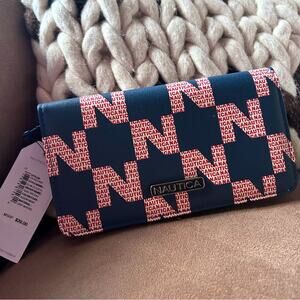 Nautica Logo Red White and Blue Slim Clutch Wallet - New with Tags